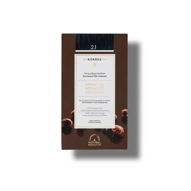 KORRES Argan Oil, Βαφή Μαλλιών Mαύρο Μπλε Νο 2.1, 50ml