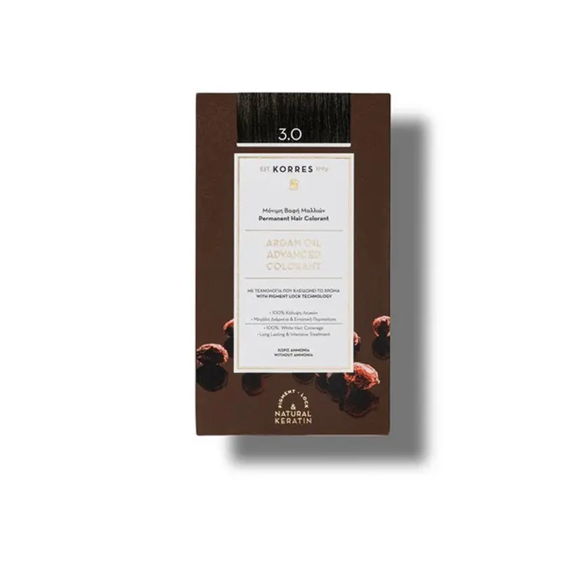 KORRES Argan Oil, Βαφή Μαλλιών Καστανό Σκούρο Νο 3.0, 50ml