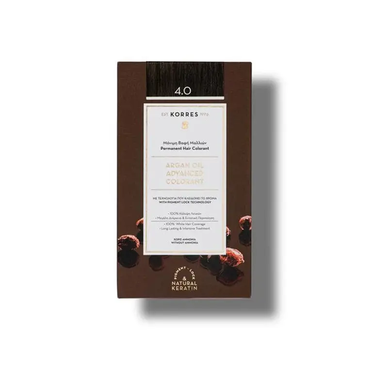 KORRES Argan Oil, Βαφή Μαλλιών Καστανό  Νο 4.0, 50ml