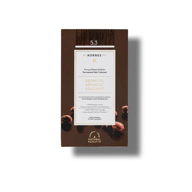 KORRES Argan Oil, Βαφή Μαλλιών Καστανό Ανοιχτό Χρυσό / Μελί Νο 5.30, 50ml