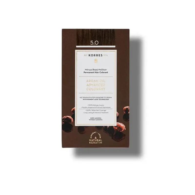KORRES Argan Oil, Βαφή Μαλλιών Καστανό Ανοιχτό Νο 5.0, 50ml