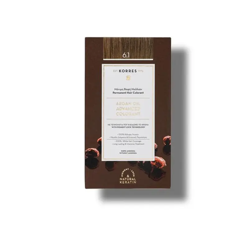 KORRES Argan Oil, Βαφή Μαλλιών Ξανθό Σκούρο Σαντρέ Νο 6.1, 50ml