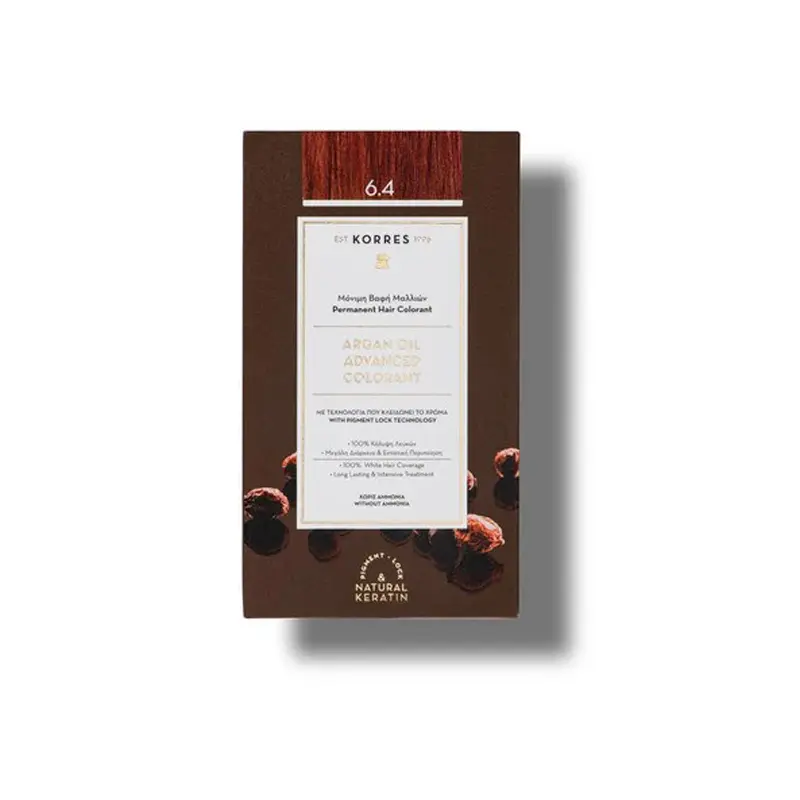 KORRES Argan Oil, Βαφή Μαλλιών Ξανθό Σκούρο Χάλκινο Νο 6.4, 50ml