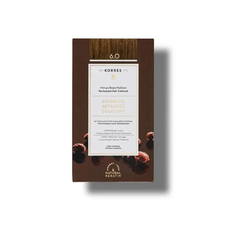 KORRES Argan Oil, Βαφή Μαλλιών Ξανθό Σκούρο Νο 6.0, 50ml