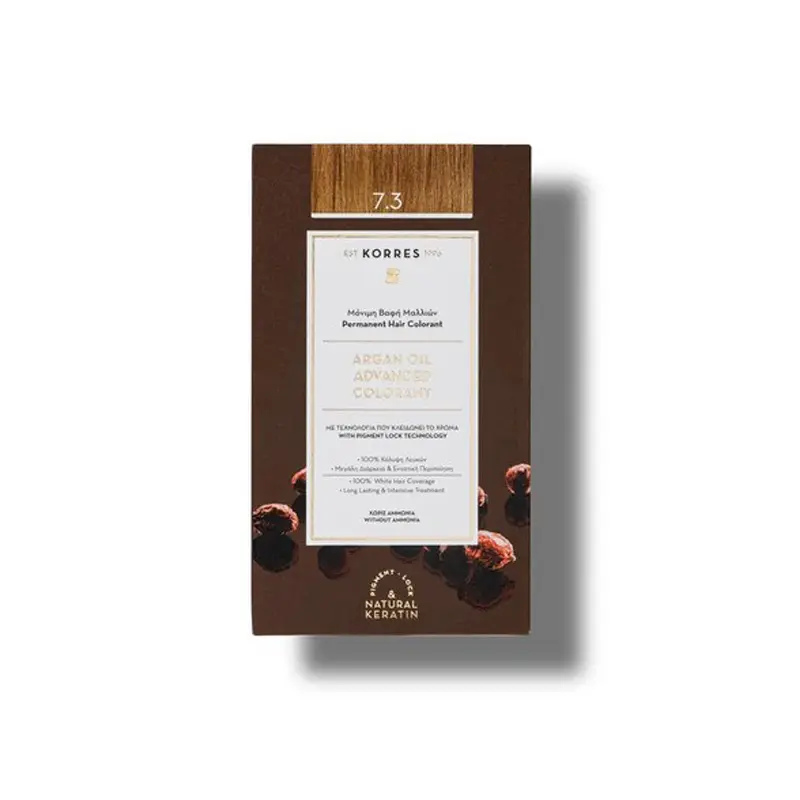 KORRES Argan Oil, Βαφή Μαλλιών Ξανθό Χρυσό / Μελί Νο 7.3, 50ml