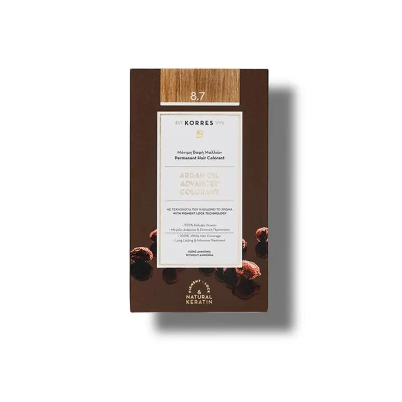 KORRES Argan Oil, Βαφή Μαλλιών Καραμέλα Νο 8.7, 50ml