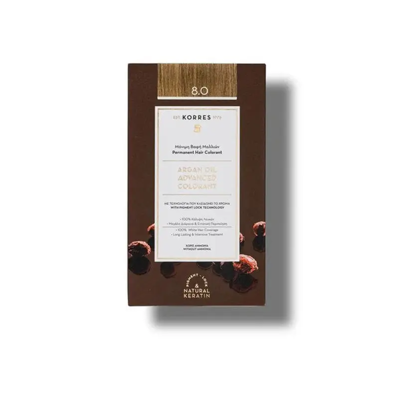 KORRES Argan Oil, Βαφή Μαλλιών Ξανθό Ανοιχτό Νο 8.0, 50ml