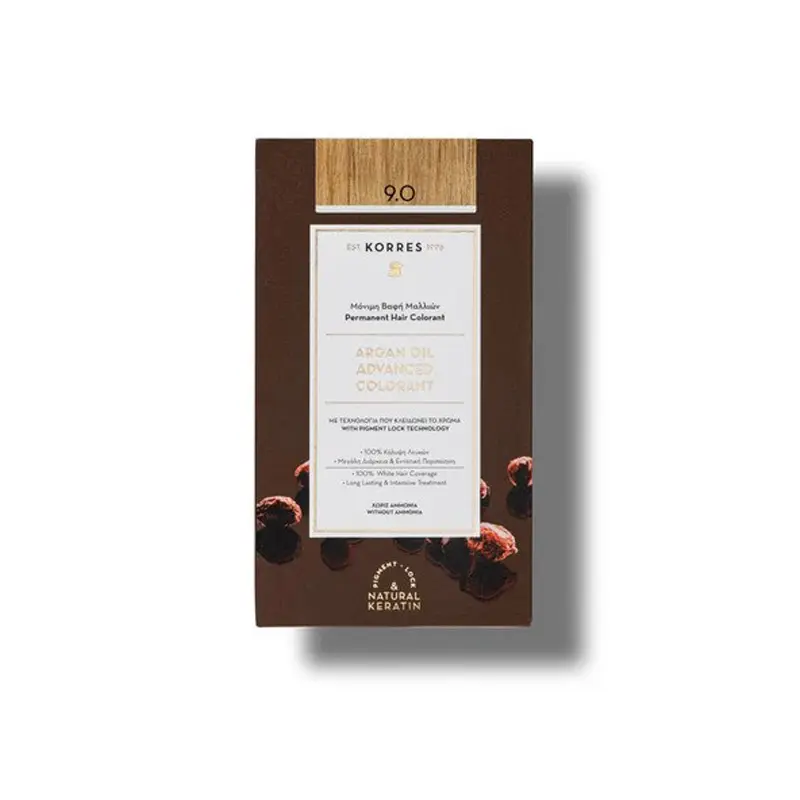 KORRES Argan Oil, Βαφή Μαλλιών Ξανθό Πολύ Ανοιχτό Νο 9.0, 50ml