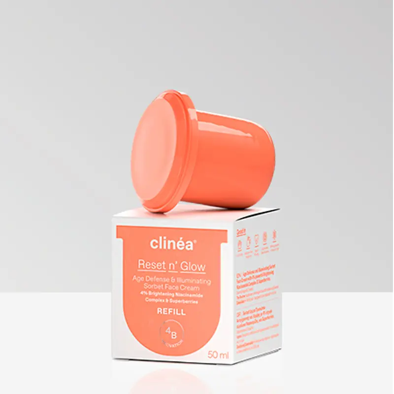 Clinea Reset n’ Glow Refill, Aνταλακτική Sorbet Kρέμα Προσώπου Aντιγήρανσης και Λάμψης, 50ml