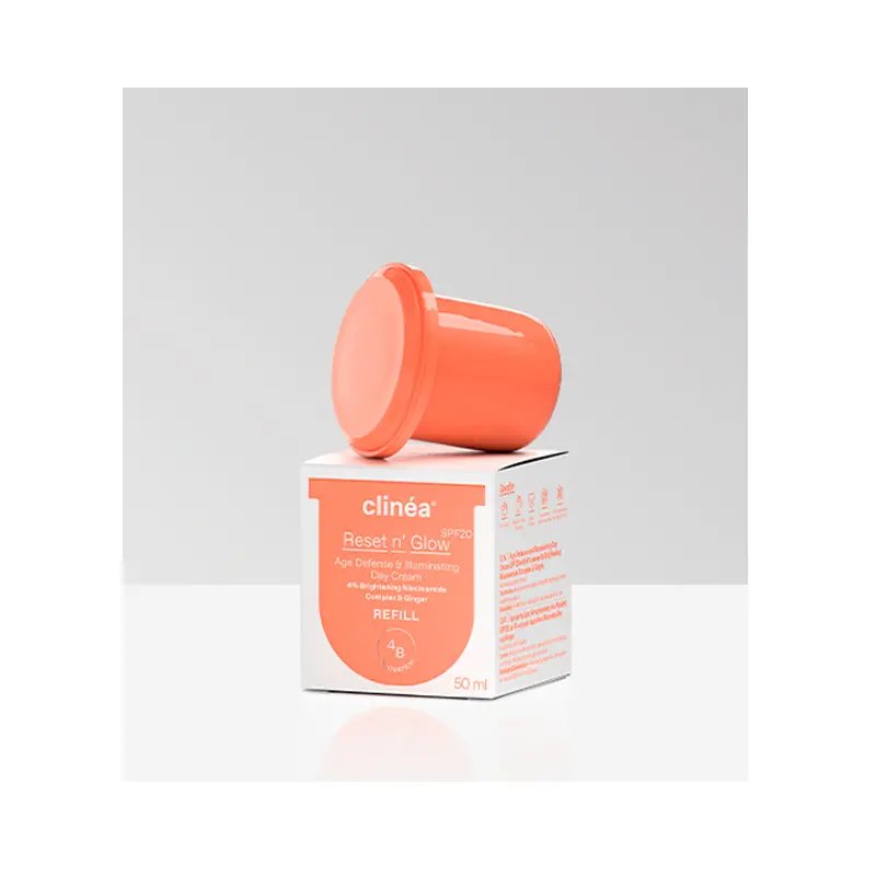 Clinea Reset n’ Glow SPF20 Refill, Ανταλλακτικό - Κρέμα ημέρας αντιγήρανσης και λάμψης SPF20, 50ml