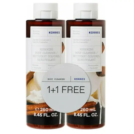 Korres Αφρόλουτρο Βανίλια Κανέλα, 1+1 Δώρο, 2 x 250ml