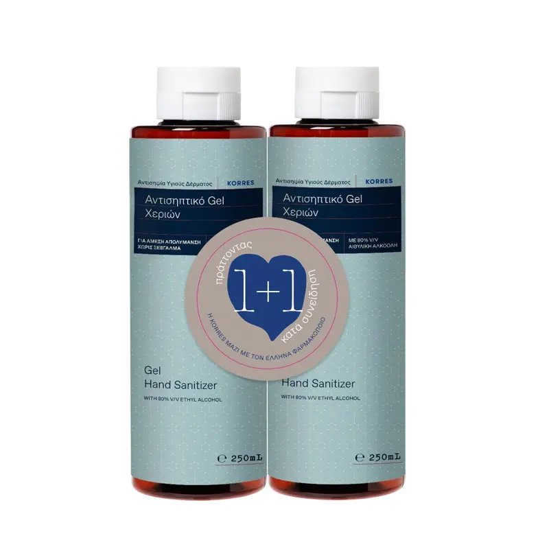 Κorres Hand Sanitizer , Αντισηπτικό χεριών 1+1, 2x250ml