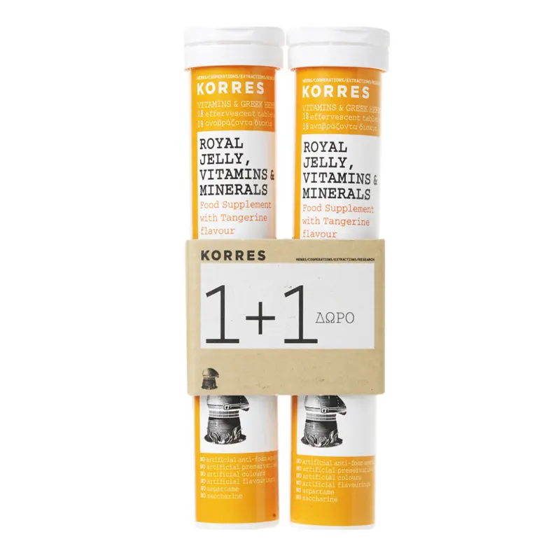 Korres Royal Jelly Vitamins & Minerals, Βασιλικός Πολτός, Βιταμίνες & Ιχνοστοιχεία, 1+1 Δώρο, 2 x 18 eff tabs