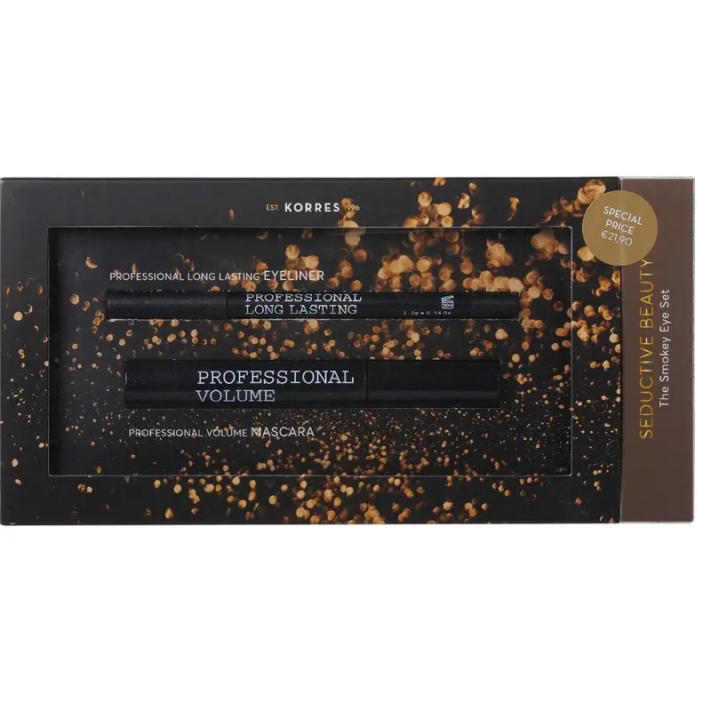 Korres Seductive Beauty, Σετ Μακιγιάζ για τα Μάτια Black Volcanic Volume Mascara & Long Lasting Eyeliner, 2τμχ