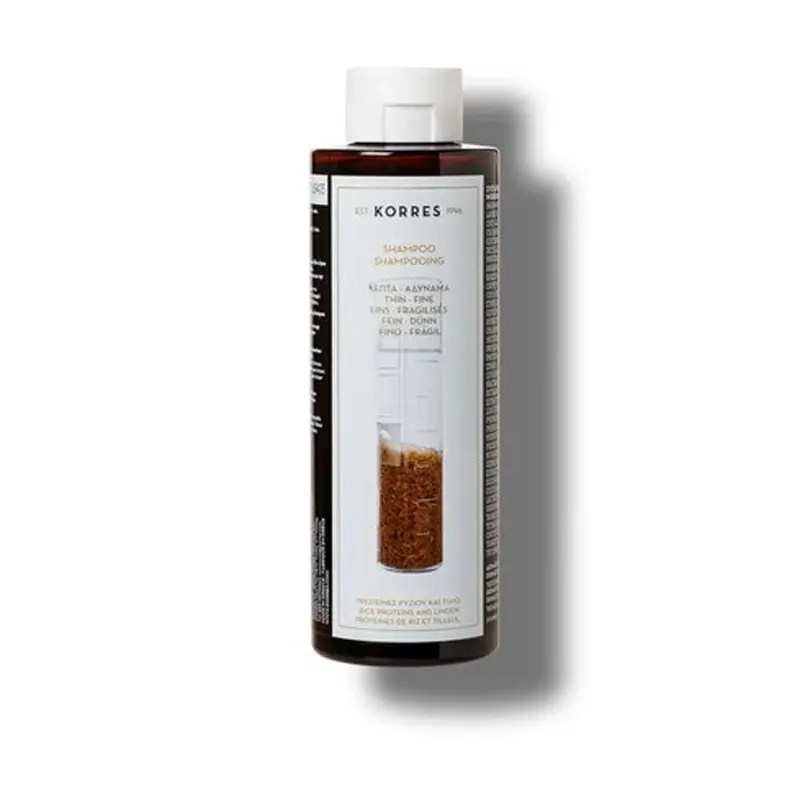 Korres Shampoo με Πρωτεΐνες Ρυζιού & Τίλιο, για Λεπτά/Αδύναμα Μαλλιά, 250ml