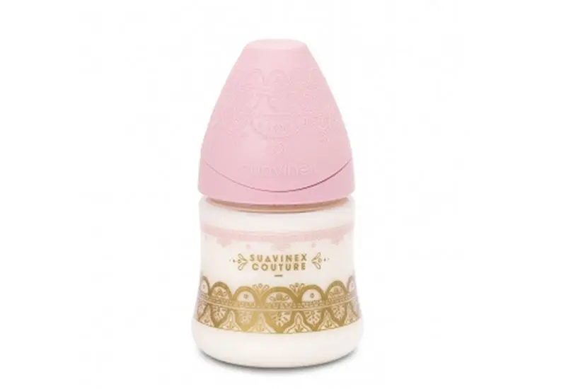 Suavinex Haute Couture Μπιμπερό Πλαστικό, θηλή Σιλικόνης, 150ml, Ροζ