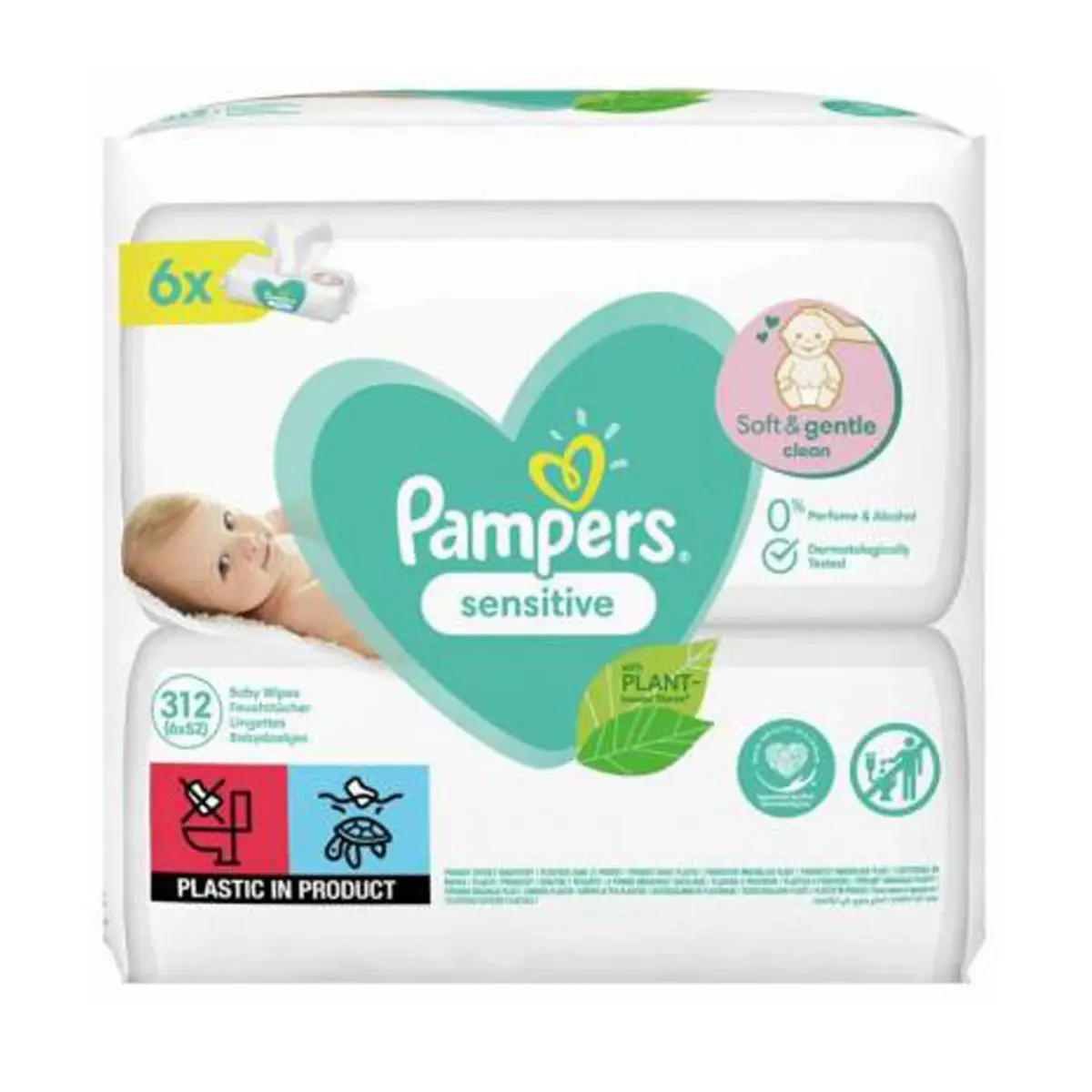 Pampers Sensitive Wipes , 6x52 τεμάχια
