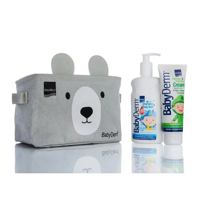 Babyderm Basket Kit, 2 σε 1 Σαμπουάν & Αφρόλουτρο + Ενυδατική & Προστατευτική Κρέμα + ΔΩΡΟ ειδικό καλάθι για την αποθήκευση των προϊόντων περιποίησης του μωρού