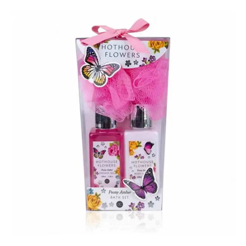 Accentra HotHouse Flowers, Σετ μπάνιου με Αφρόλουτρο 100ml, Γαλάκτωμα Σώματος 100ml & Σφουγγάρι Μπάνιου