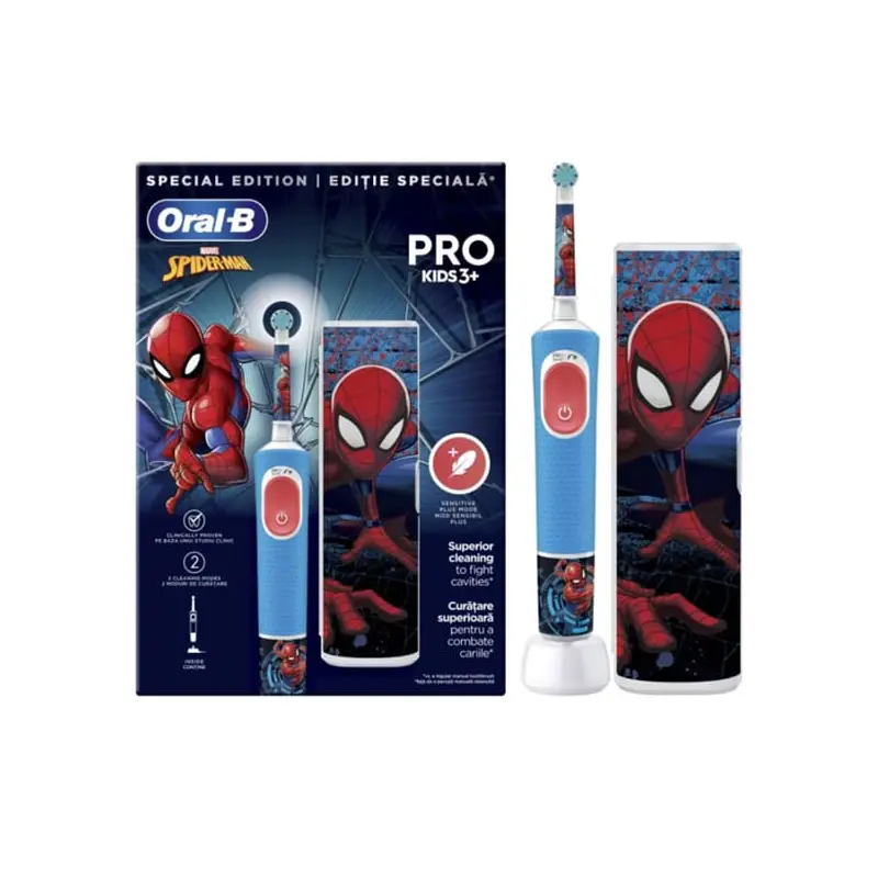 Oral-B Vitality Pro Kids Spiderman, Ηλεκτρική Οδοντόβουρτσα για παιδιά 3+ ετών & ΔΩΡΟ Θήκη Ταξιδίου