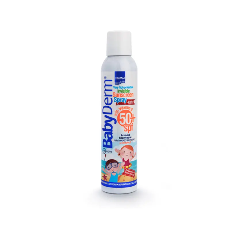 Babyderm Invisible Sunscreen Spray spf50+, Αντηλιακό Διάφανο Spray πολύ υψηλής προστασίας για παιδιά, με Βιταμίνη C, 200ml
