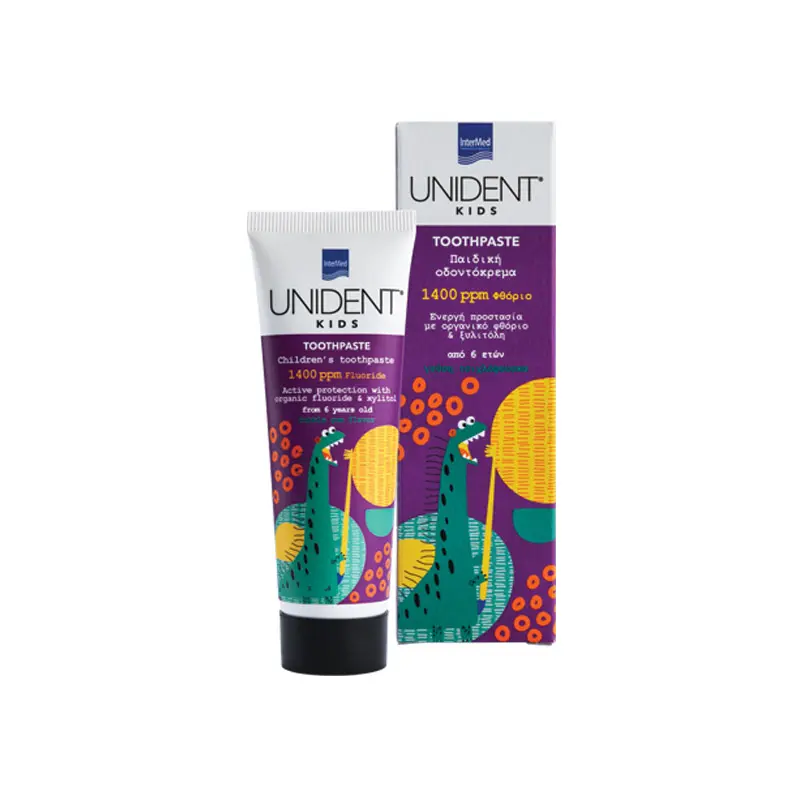 Unident kids toothpaste 1400 ppm, Φθοριούχος οδοντόκρεμα για την φροντίδα των παιδικών δοντιών, 50ml