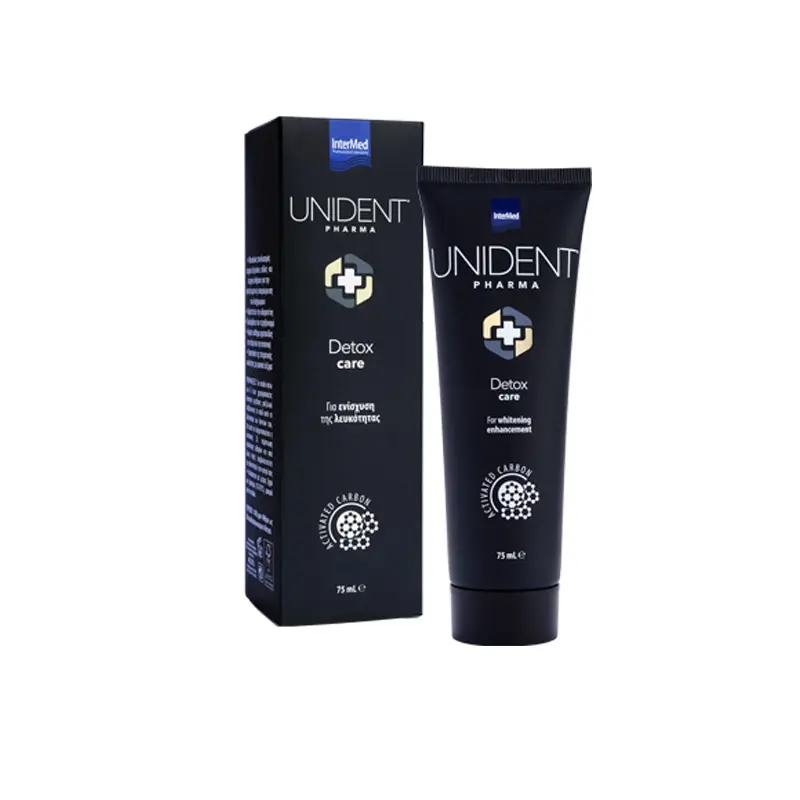 Unident Pharma Care Detox,Λευκαντική οδοντόπαστα με ενεργό άνθρακα, 75ml