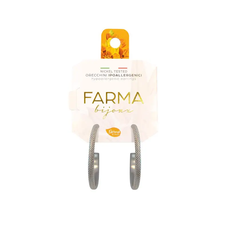 Farma Bijoux Υποαλλεργικά Σκουλαρίκια Κρίκοι Ασημί Ανάγλυφοι 40,0mm (BEC578-40M)