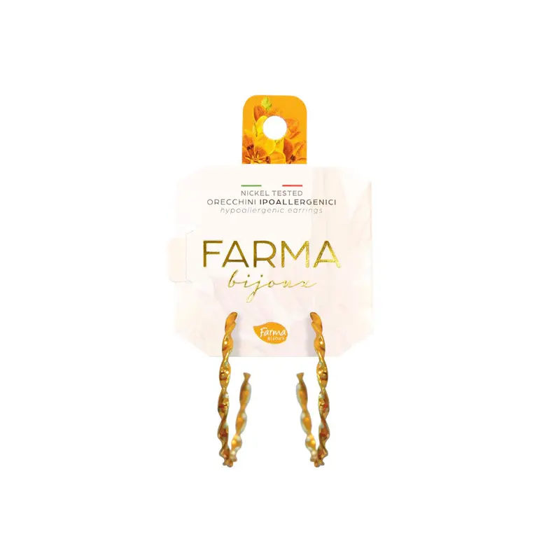 Farma Bijoux Υποαλλεργικά Σκουλαρίκια Κρίκοι Επιχρυσωμένοι Σπιράλ 40,0mm (BECG580-40M)