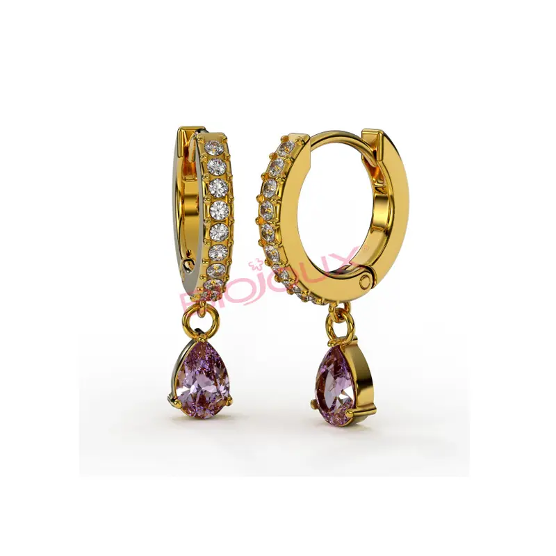 Biojoux BJT 317, Σκουλαρίκια Ines Violet 24mm, 1 ζευγάρι