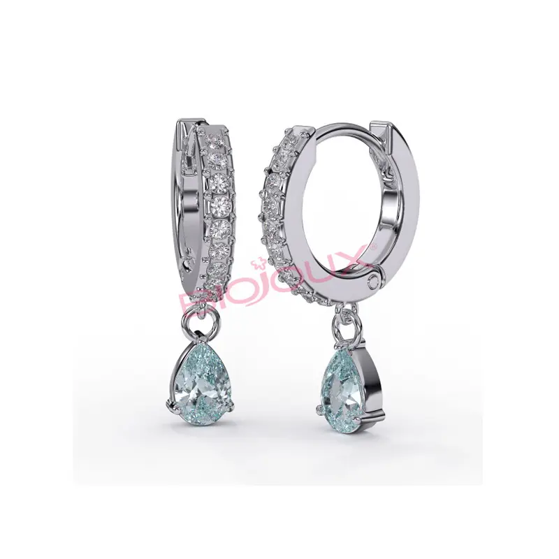 Biojoux BJT 318, Σκουλαρίκια Ines Aqua 24mm, 1 ζευγάρι