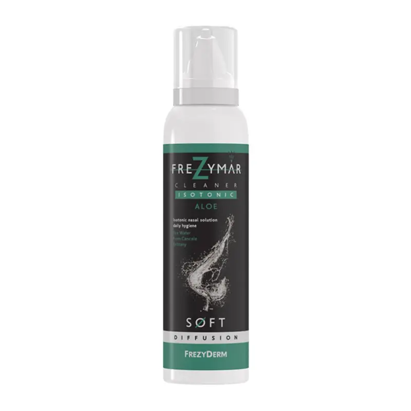 Frezymar Cleaner Isotonic Aloe Soft, Ισότονο ρινικό διάλυμα καθημερινής υγιεινής (0,9% NaCl) με Aloe Vera, ήπιας διάχυσης, για βρέφη από 0 μηνών, παιδιά και ενήλικες. Mε βελτιωμένη ενυδατική δράση χάρη στην Aloe Vera, 120ml