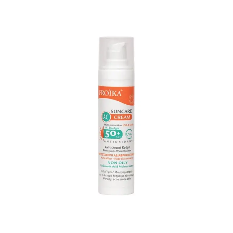 Froika Sun Care Ac Cream spf50+, Αντηλιακό Ακμής, 50ml