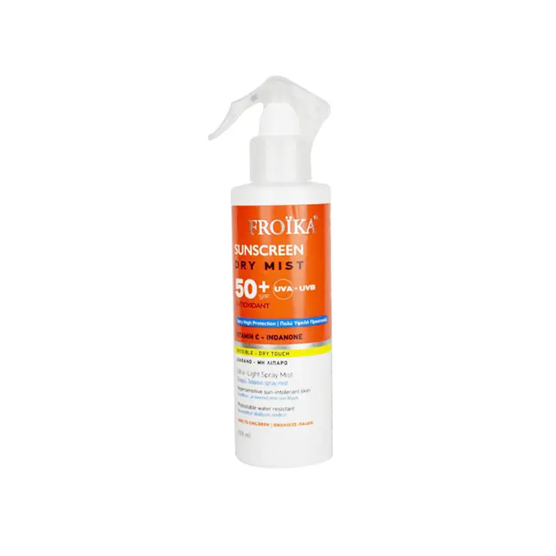 Froika Sunscreen Dry Mist spf50+, Ελαφρύ, Διάφανο Spray Mist, 250ml