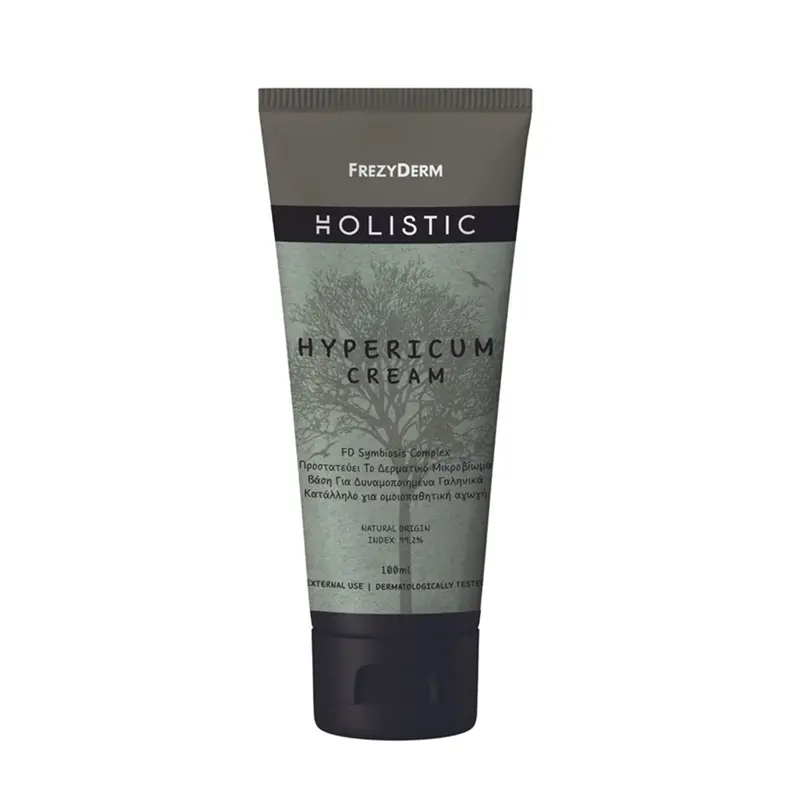 Frezyderm Holistic Hypericum Cream, Κρέμα για πρόσωπο και σώμα που μειώνει τους ερεθισμούς και συμβάλλει στην αναδόμηση της επιδερμίδας, 100ml