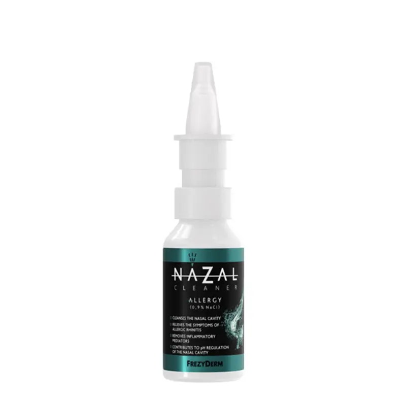 Frezyderm Nazal Cleaner Allergy, SPRAY που μετατρέπεται σε προστατευτικό GEL στον βλεννογόνο της µύτης. Για την ανακούφιση συμπτωμάτων αλλεργικής ρινίτιδας. Με ισότονο διάλυμα ανθού αλατιού Μεσολογγίου 0,9% w/w,30ml