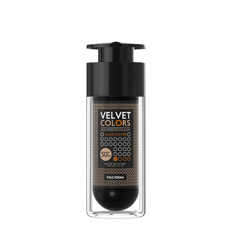 Frezyderm Velvet Color High Cover, Ματ πλήρως καλυπτικό foundation βελούδινης, ανάλαφρης υφής για αψεγάδιαστη όψη με SPF 50+, 30ml