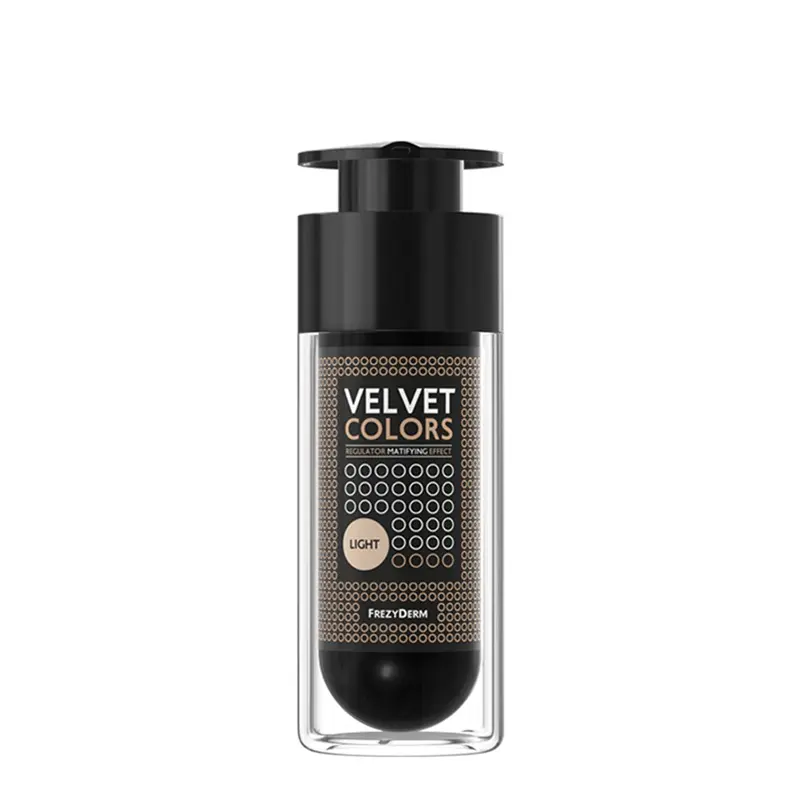 Frezyderm Velvet Color Light, Ματ make-up βελούδινης, ανάλαφρης υφής για αψεγάδιαστη όψη-ανοιχτός τόνος, 30ml