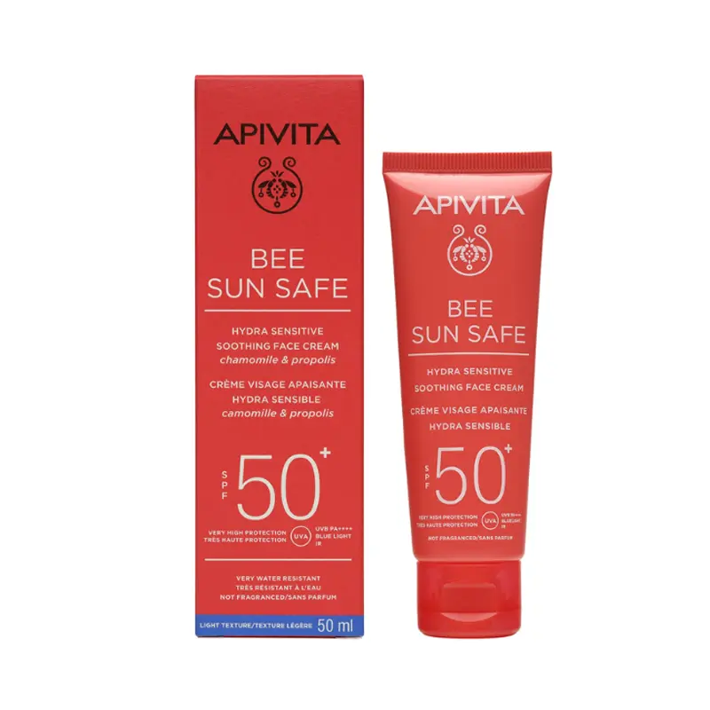 Apivita Bee Sun Safe Καταπραϋντική Κρέμα Προσώπου για Ευαίσθητες Επιδερμίδες SPF50+, 50ml