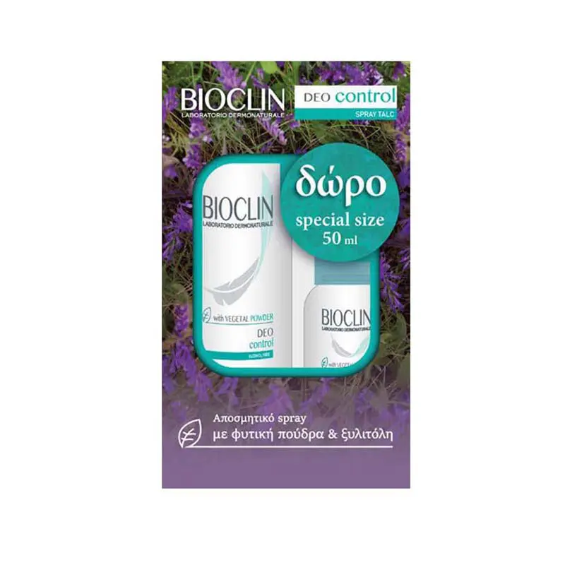 Bioclin Deo Control Spray Talc 1+1 Δώρο, Αποσμητικό για Έντονη Εφίδρωση, 150ml & ΔΩΡΟ 50ml