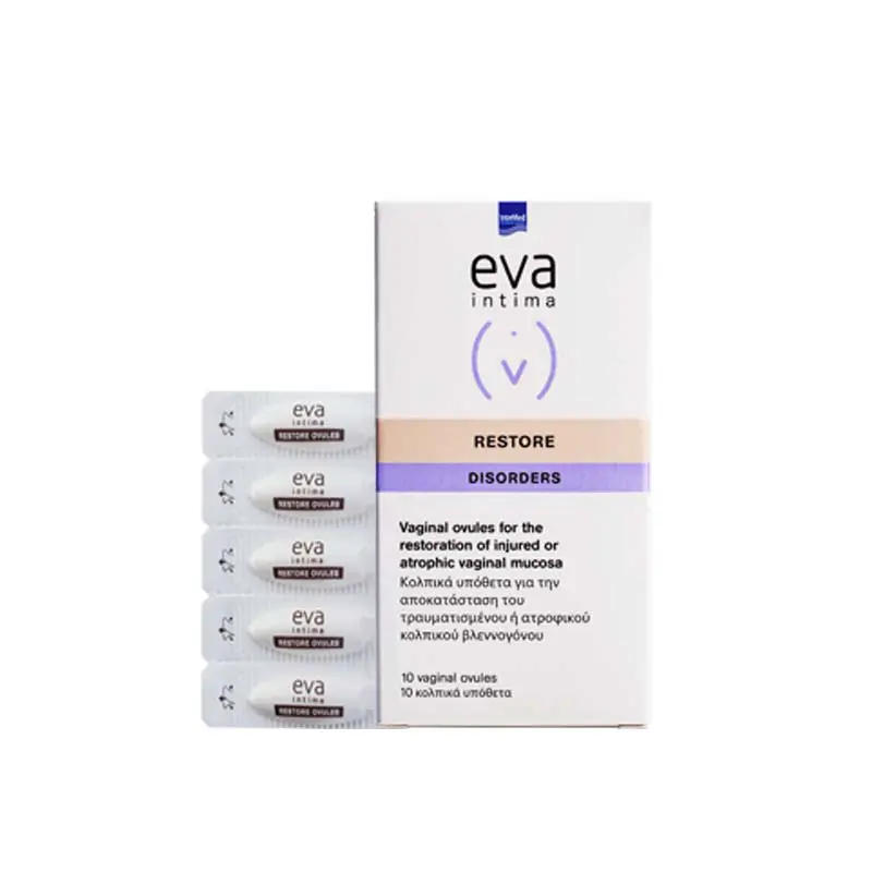 Eva Intima Restore Ovules, Επούλωση του κολπικού βλεννογόνου σε περιπτώσεις τραυματισμού ή ήπιας ατροφίας, 10 κολπικά υπόθετα
