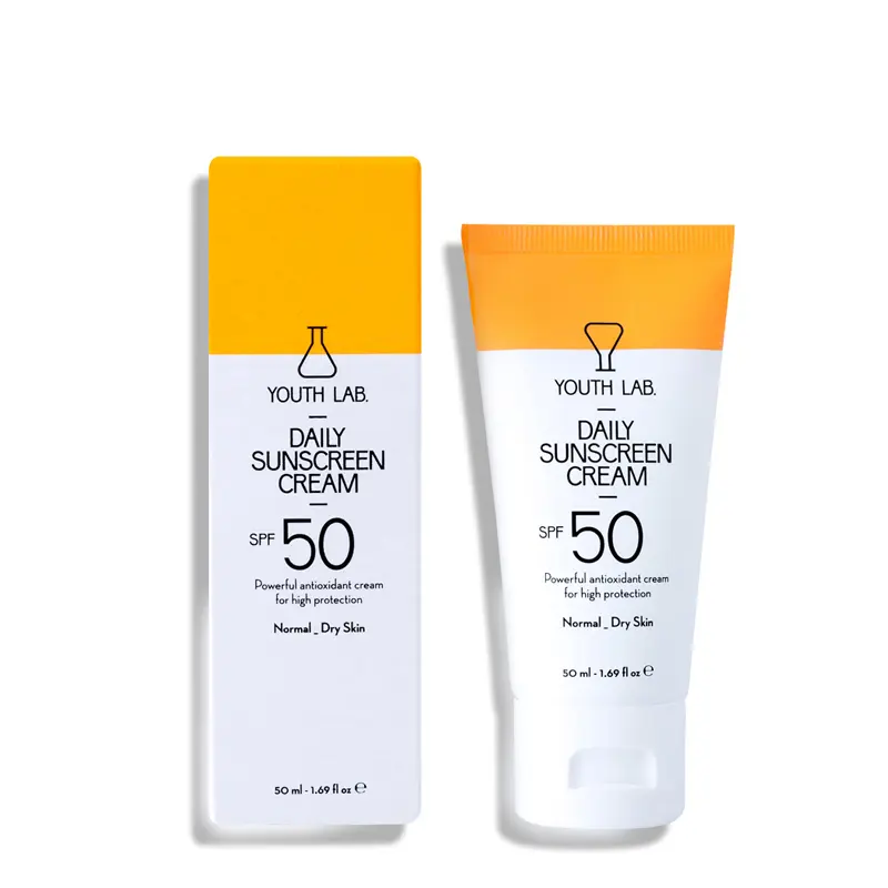 Youth Lab Daily Sunscreen Cream SPF 50 - Normal / Dry Skin, Αντηλιακή κρέμα προσώπου με ελαφρύ χρώμα, για υψηλή προστασία στο κανονικό/ξηρό δέρμα, 50ml