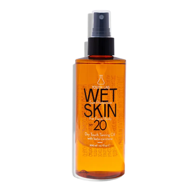 Youth Lab Wet Skin Sun Protection SPF 20 - Face & Body, Αντηλιακό ξηρό λάδι με ενεργοποιητή μαυρίσματος, ανθεκτικό στο νερό & τον ιδρώτα, 200ml