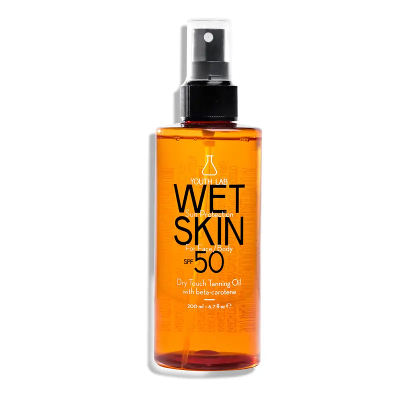 Youth Lab Wet Skin Sun Protection SPF 50 – Face & Body, Αντηλιακό ξηρό λάδι με ενεργοποιητή μαυρίσματος, ανθεκτικό στο νερό & τον ιδρώτα, 200ml