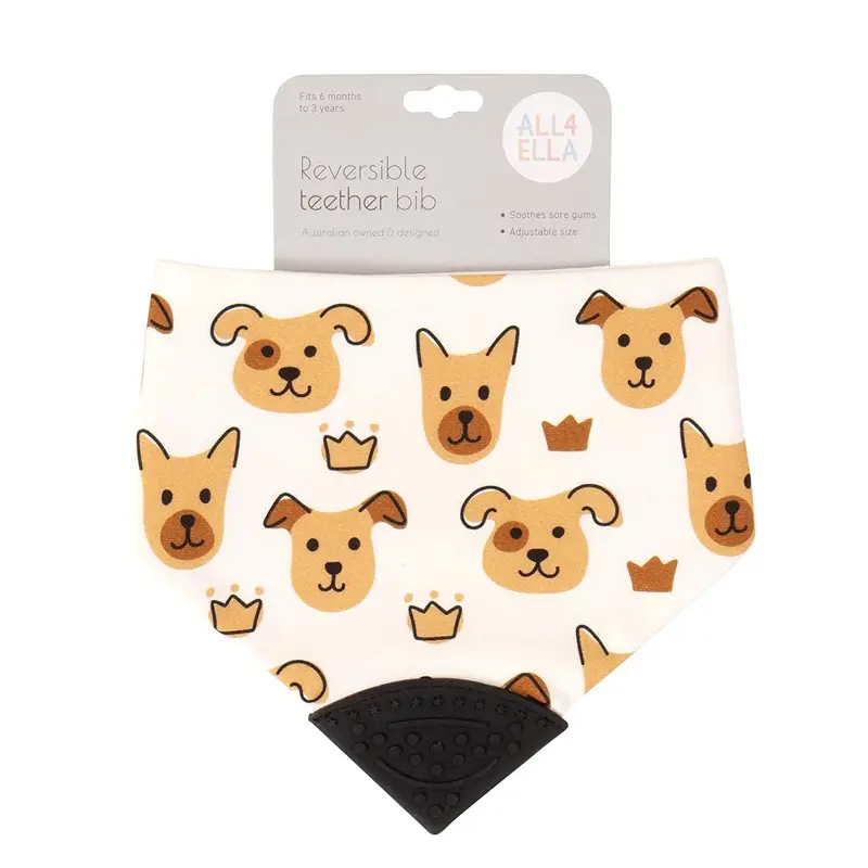 All4Ella Σαλιάρα μπαντάνα με μασητικό Puppies, 1 τεμάχιο
