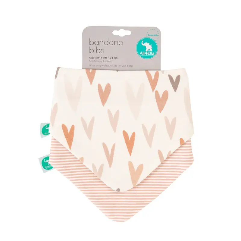 All4Ella Σαλιάρες bandana Hearts, Σετ των 2 τεμαχίων