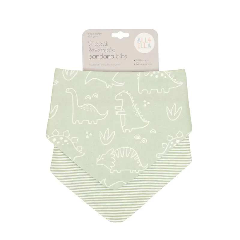 All4Ella Σαλιάρες bandana Sage Dino, Σετ των 2 τεμαχίων