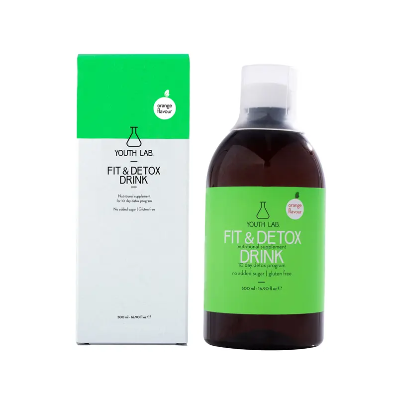 Youth Lab Fit & Detox Drink, Πόσιμο συμπλήρωμα διατροφής για αποτοξίνωση, διαχείριση βάρους & μείωση κατακράτησης υγρών, 500ml