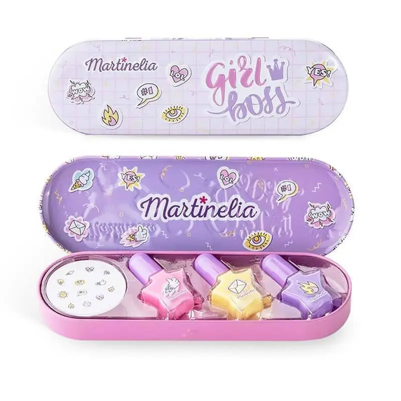 Martinelia Girl Boss Nail Polish & Stickers Tin Box, Παιδικό Σετ Περιποίησης Νυχιών