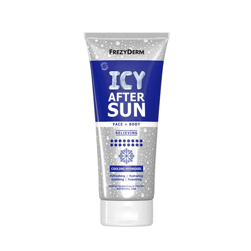 Frezyderm Icy After Sun, Υδρογέλη αποκατάστασης δέρματος μετά την έντονη ηλιοέκθεση για χρήση σε πρόσωπο και σώμα, 200ml